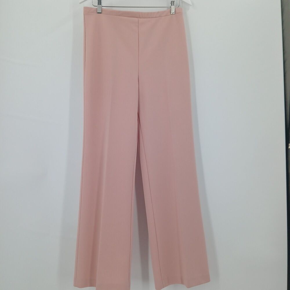 Vintage 1970s El Mar California Pull On Polyester Pants Womens 8 Pink Wide Leg